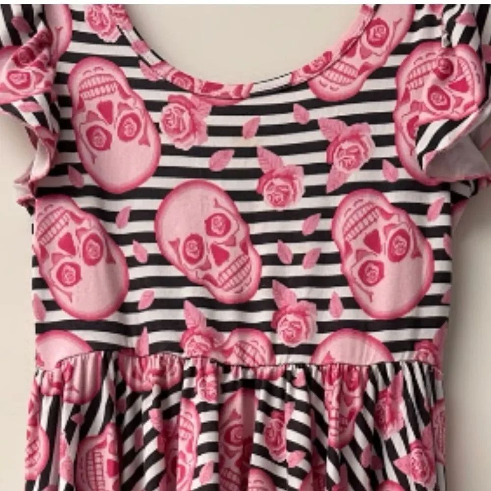 Dot Dot Smile Pink Skull Twirl Dress